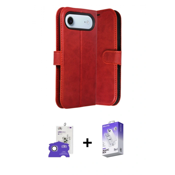MARSİLYAN™- iPhone 17 Air Kılıf Siluet Işık Serisi - Siyah Bilvis 5in1 3D Magic Cam Ekran Koruyucu + Bilvis Titan Kamera Lens - GS