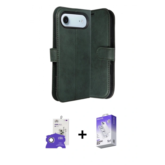 MARSİLYAN™- iPhone 17 Air Kılıf Siluet Işık Serisi - Siyah Bilvis 5in1 3D Magic Cam Ekran Koruyucu + Bilvis Titan Kamera Lens - GS