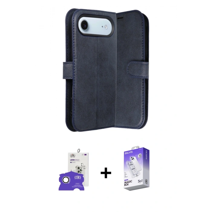 MARSİLYAN™- iPhone 17 Air Kılıf Siluet Işık Serisi - Siyah Bilvis 5in1 3D Magic Cam Ekran Koruyucu + Bilvis Titan Kamera Lens - GS