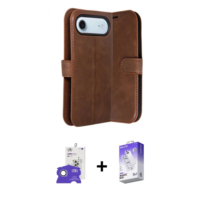 MARSİLYAN™- iPhone 17 Air Kılıf Siluet Işık Serisi - Siyah Bilvis 5in1 3D Magic Cam Ekran Koruyucu + Bilvis Titan Kamera Lens - GS
