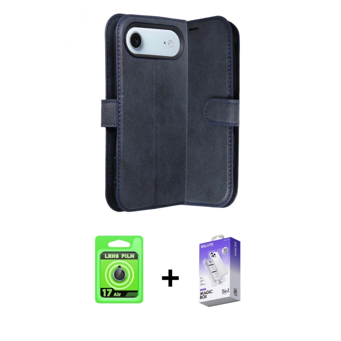 MARSİLYAN™- iPhone 17 Air Kılıf Siluet Işık Serisi - Siyah Bilvis 5in1 3D Magic Cam Ekran Koruyucu + Raze Metal Kamera Lens - MI