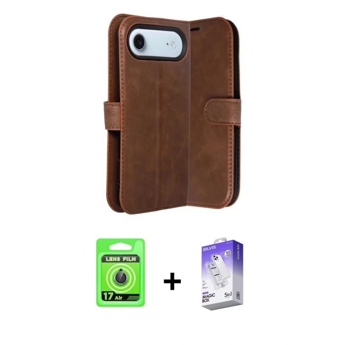 MARSİLYAN™- iPhone 17 Air Kılıf Siluet Işık Serisi - Siyah Bilvis 5in1 3D Magic Cam Ekran Koruyucu + Raze Metal Kamera Lens - MI