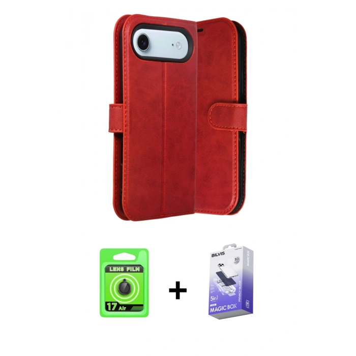 MARSİLYAN™- iPhone 17 Air Kılıf Siluet Işık Serisi - Siyah Bilvis 5in1 5D Magic Hayalet Cam Ekran Koruyucu + Raze Metal Kamera Lens - SH