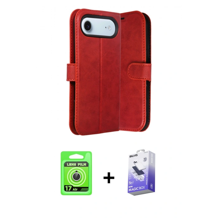 MARSİLYAN™- iPhone 17 Air Kılıf Siluet Işık Serisi - Siyah Bilvis 5in1 5D Magic Hayalet Cam Ekran Koruyucu + Raze Metal Kamera Lens - GS