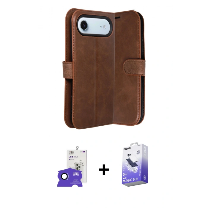 MARSİLYAN™- iPhone 17 Air Kılıf Siluet Işık Serisi - Siyah Bilvis 5in1 5D Magic Hayalet Cam Ekran Koruyucu + Bilvis Titan Kamera Lens - LT