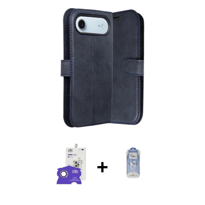 MARSİLYAN™- iPhone 17 Air Kılıf Siluet Işık Serisi - Siyah Joko Magic 5D Cam + Gümüş Bilvis Titan Kamera Lens