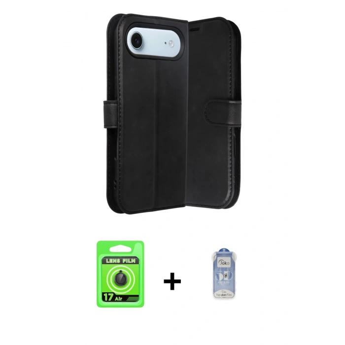 MARSİLYAN™- iPhone 17 Air Kılıf Siluet Işık Serisi - Siyah Joko Magic 5D Cam + Raze Metal Kamera Lens - SH