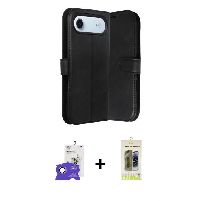 MARSİLYAN™- iPhone 17 Air Kılıf Siluet Işık Serisi - Siyah Joko Magic 5D Hayalet Cam + Bilvis Titan Kamera Lens - GD