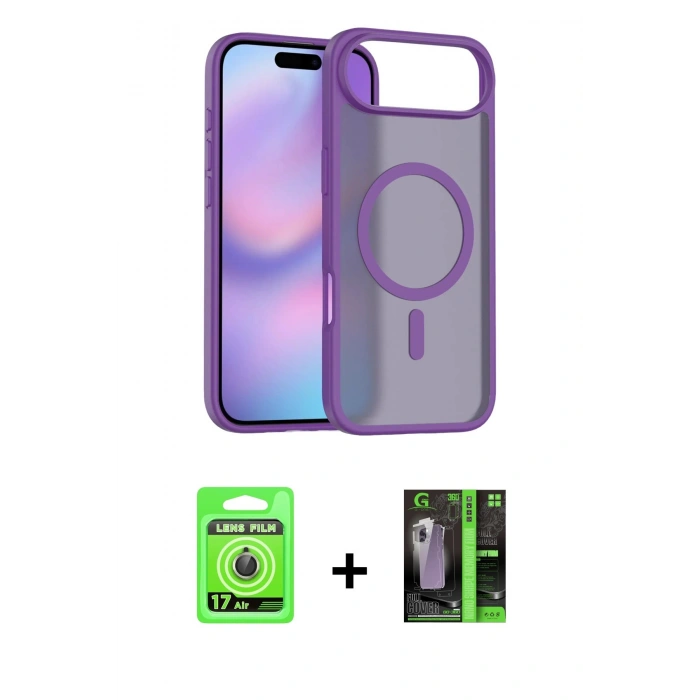 MARSİLYAN™- iPhone 17 Air Kılıf Siluet Minimal Prime - Şeffaf 360 Full Body Arka Koruyucu + Raze Metal Kamera Lens - GD