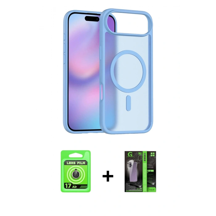 MARSİLYAN™- iPhone 17 Air Kılıf Siluet Minimal Prime - Şeffaf 360 Full Body Arka Koruyucu + Raze Metal Kamera Lens - GD