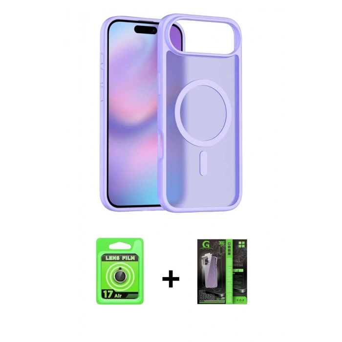 MARSİLYAN™- iPhone 17 Air Kılıf Siluet Minimal Prime - Şeffaf 360 Full Body Arka Koruyucu + Raze Metal Kamera Lens - GD