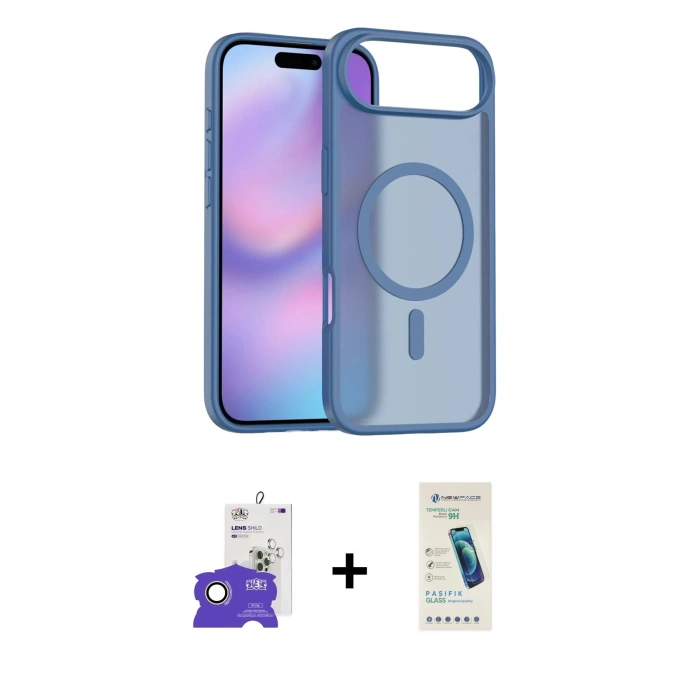 MARSİLYAN™- iPhone 17 Air Kılıf Siluet Minimal Prime - Şeffaf Pasifik Cam Ekran Koruyucu + Bilvis Titan Kamera Lens - GD