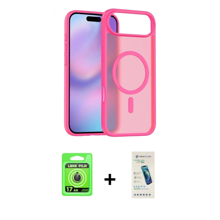 MARSİLYAN™- iPhone 17 Air Kılıf Siluet Minimal Prime - Şeffaf Pasifik Cam Ekran Koruyucu + Raze Metal Kamera Lens - GD
