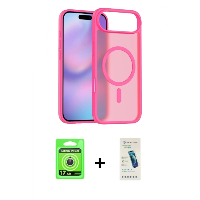 MARSİLYAN™- iPhone 17 Air Kılıf Siluet Minimal Prime - Şeffaf Pasifik Cam Ekran Koruyucu + Raze Metal Kamera Lens - GS