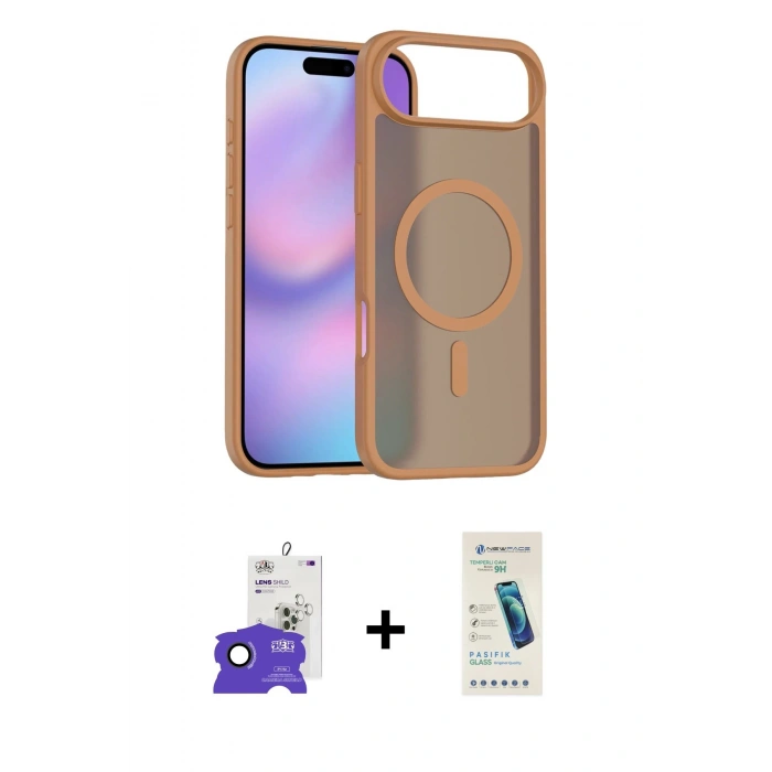 MARSİLYAN™- iPhone 17 Air Kılıf Siluet Minimal Prime - Şeffaf Pasifik Cam Ekran Koruyucu + Siyah Bilvis Titan Kamera Lens