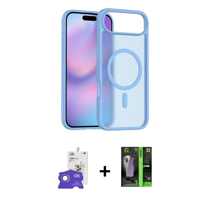 MARSİLYAN™- iPhone 17 Air Kılıf Siluet Minimal Prime - Siyah 360 Mat Full Body Arka Koruyucu + Bilvis Titan Kamera Lens - GS