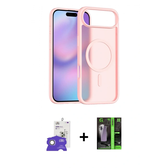 MARSİLYAN™- iPhone 17 Air Kılıf Siluet Minimal Prime - Siyah 360 Mat Full Body Arka Koruyucu + Bilvis Titan Kamera Lens - GS