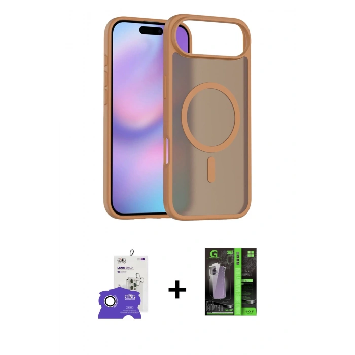 MARSİLYAN™- iPhone 17 Air Kılıf Siluet Minimal Prime - Siyah 360 Mat Full Body Arka Koruyucu + Bilvis Titan Kamera Lens - GS