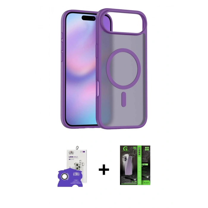 MARSİLYAN™- iPhone 17 Air Kılıf Siluet Minimal Prime - Siyah 360 Mat Full Body Arka Koruyucu + Bilvis Titan Kamera Lens - GS