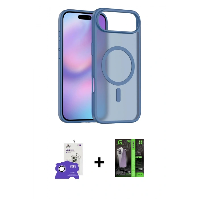 MARSİLYAN™- iPhone 17 Air Kılıf Siluet Minimal Prime - Siyah 360 Mat Full Body Arka Koruyucu + Bilvis Titan Kamera Lens - GS