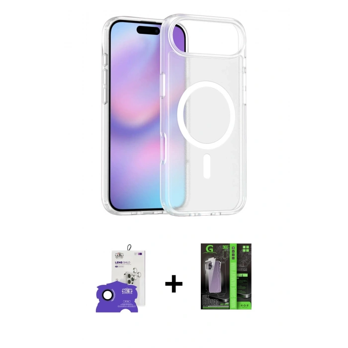 MARSİLYAN™- iPhone 17 Air Kılıf Siluet Minimal Prime - Siyah 360 Mat Full Body Arka Koruyucu + Bilvis Titan Kamera Lens - LT