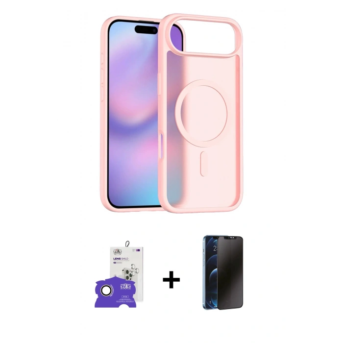MARSİLYAN™- iPhone 17 Air Kılıf Siluet Minimal Prime - Siyah 3D Antistatik Hayalet Cam Ekran Koruyucu + Bilvis Titan Kamera Lens - GD