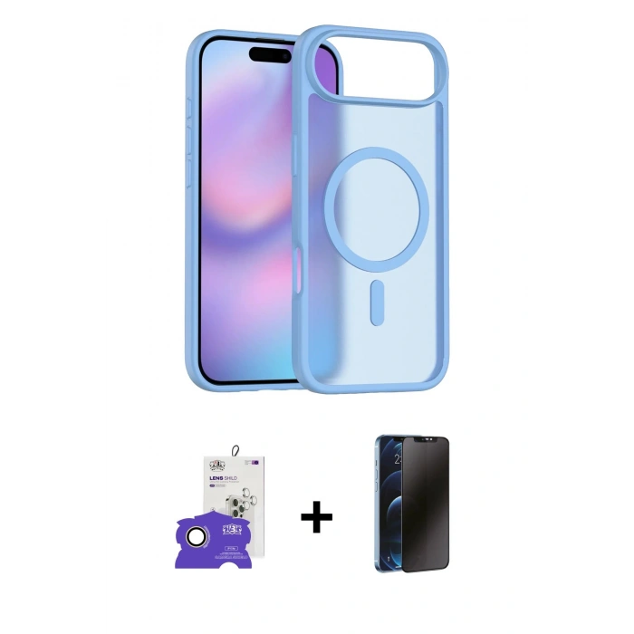 MARSİLYAN™- iPhone 17 Air Kılıf Siluet Minimal Prime - Siyah 3D Antistatik Hayalet Cam Ekran Koruyucu + Bilvis Titan Kamera Lens - GD
