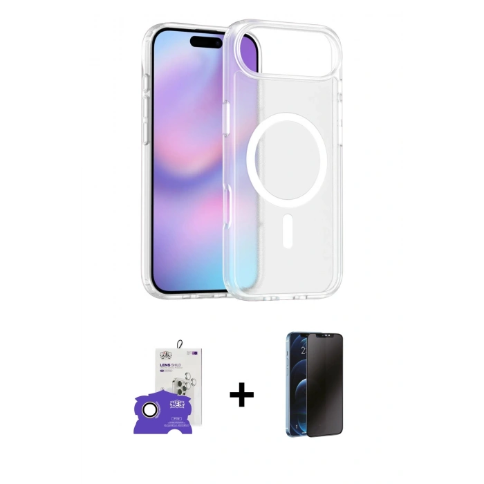 MARSİLYAN™- iPhone 17 Air Kılıf Siluet Minimal Prime - Siyah 3D Antistatik Hayalet Cam Ekran Koruyucu + Bilvis Titan Kamera Lens - GD