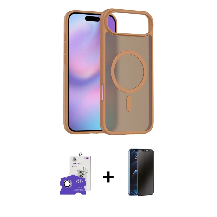 MARSİLYAN™- iPhone 17 Air Kılıf Siluet Minimal Prime - Siyah 3D Antistatik Hayalet Cam Ekran Koruyucu + Bilvis Titan Kamera Lens - GD