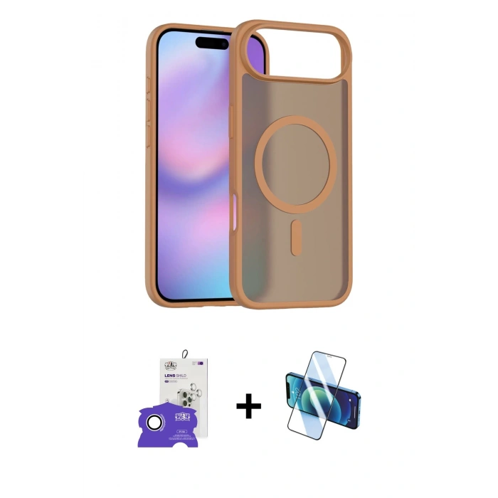 MARSİLYAN™- iPhone 17 Air Kılıf Siluet Minimal Prime - Siyah 3D Antistatik Seramik Nano Ekran Koruyucu + Bilvis Titan Kamera Lens - GS