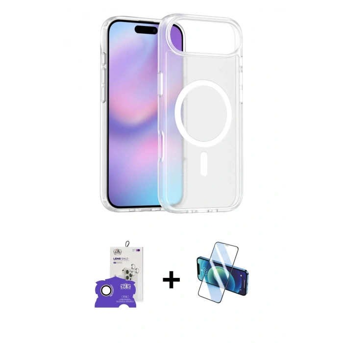 MARSİLYAN™- iPhone 17 Air Kılıf Siluet Minimal Prime - Siyah 3D Antistatik Seramik Nano Ekran Koruyucu + Bilvis Titan Kamera Lens - GD