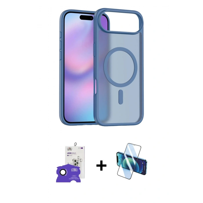 MARSİLYAN™- iPhone 17 Air Kılıf Siluet Minimal Prime - Siyah 3D Antistatik Seramik Nano Ekran Koruyucu + Bilvis Titan Kamera Lens - SH
