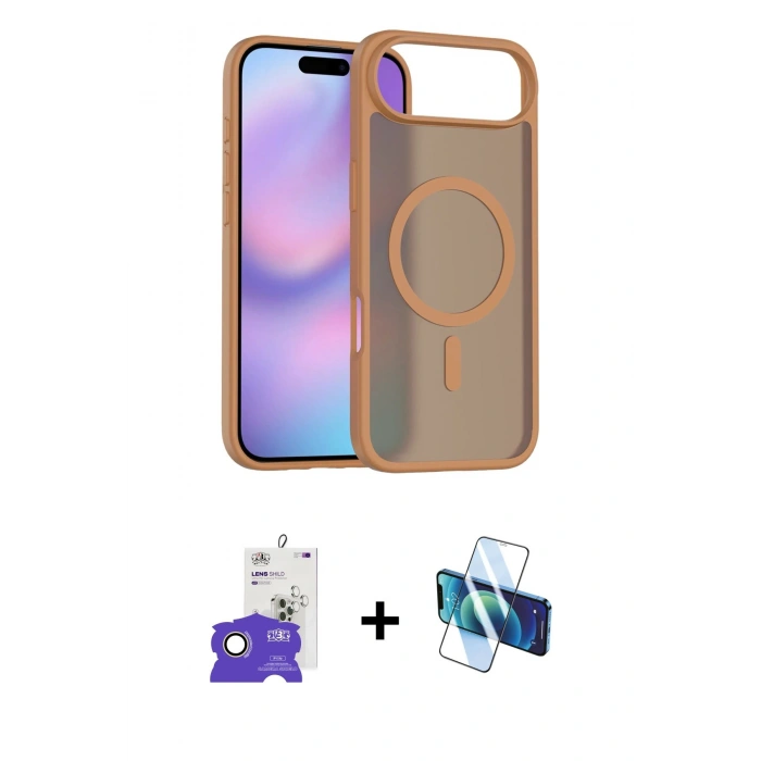 MARSİLYAN™- iPhone 17 Air Kılıf Siluet Minimal Prime - Siyah 3D Antistatik Seramik Nano Ekran Koruyucu + Bilvis Titan Kamera Lens - GD