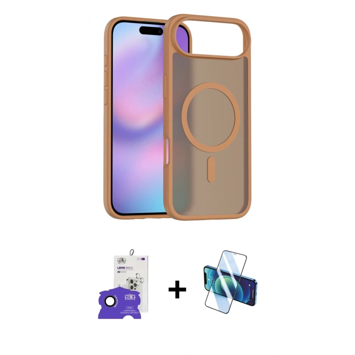MARSİLYAN™- iPhone 17 Air Kılıf Siluet Minimal Prime - Siyah 3D Antistatik Seramik Nano Ekran Koruyucu + Bilvis Titan Kamera Lens - SH