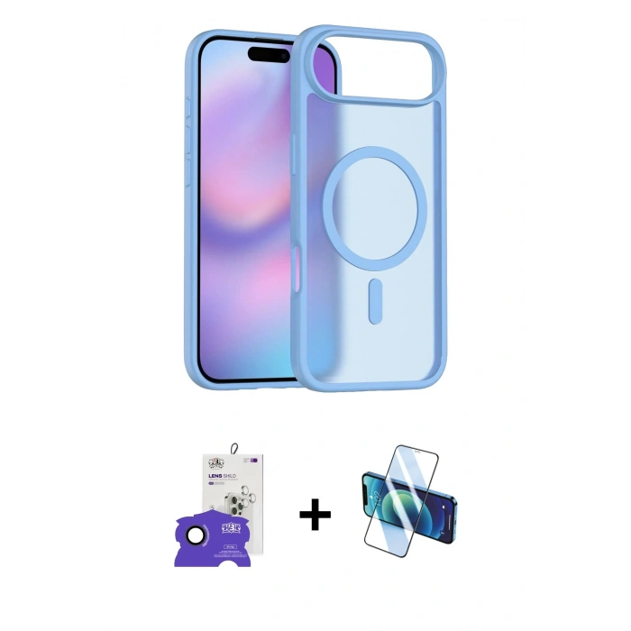 MARSİLYAN™- iPhone 17 Air Kılıf Siluet Minimal Prime - Siyah 3D Antistatik Seramik Nano Ekran Koruyucu + Bilvis Titan Kamera Lens - SH