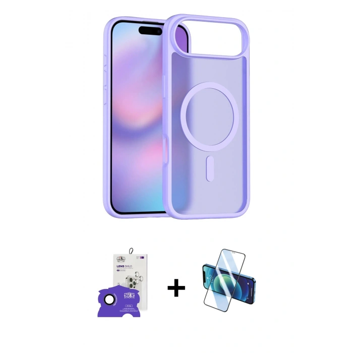 MARSİLYAN™- iPhone 17 Air Kılıf Siluet Minimal Prime - Siyah 3D Antistatik Seramik Nano Ekran Koruyucu + Bilvis Titan Kamera Lens - SH