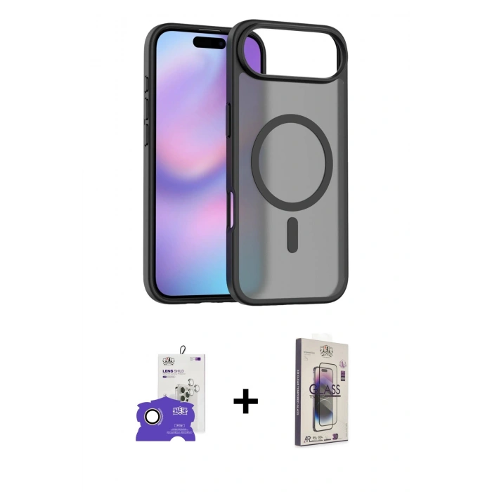 MARSİLYAN™- iPhone 17 Air Kılıf Siluet Minimal Prime - Siyah Bilvis 3D Cam Ekran Koruyucu + Bilvis Titan Kamera Lens - GD