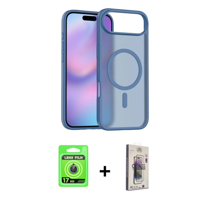 MARSİLYAN™- iPhone 17 Air Kılıf Siluet Minimal Prime - Siyah Bilvis 3D Cam Ekran Koruyucu + Raze Metal Kamera Lens - MI