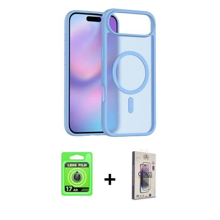 MARSİLYAN™- iPhone 17 Air Kılıf Siluet Minimal Prime - Siyah Bilvis 3D Cam Ekran Koruyucu + Raze Metal Kamera Lens - MI