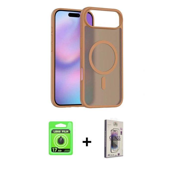 MARSİLYAN™- iPhone 17 Air Kılıf Siluet Minimal Prime - Siyah Bilvis 3D Cam Ekran Koruyucu + Raze Metal Kamera Lens - SH