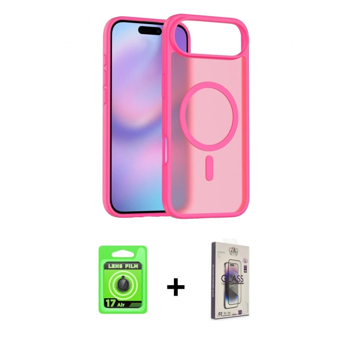 MARSİLYAN™- iPhone 17 Air Kılıf Siluet Minimal Prime - Siyah Bilvis 3D Cam Ekran Koruyucu + Raze Metal Kamera Lens - SH