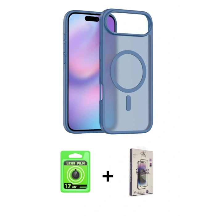 MARSİLYAN™- iPhone 17 Air Kılıf Siluet Minimal Prime - Siyah Bilvis 3D Cam Ekran Koruyucu + Raze Metal Kamera Lens - SH