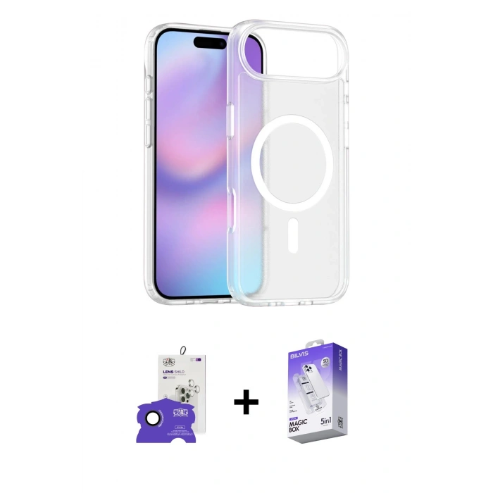 MARSİLYAN™- iPhone 17 Air Kılıf Siluet Minimal Prime - Siyah Bilvis 5in1 3D Magic Cam Ekran Koruyucu + Bilvis Titan Kamera Lens - SH