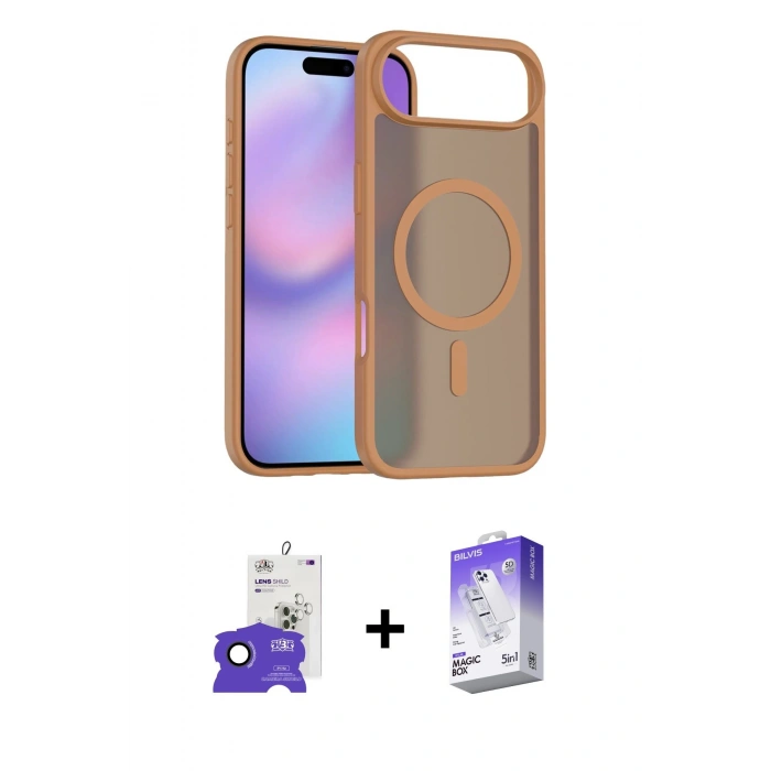 MARSİLYAN™- iPhone 17 Air Kılıf Siluet Minimal Prime - Siyah Bilvis 5in1 3D Magic Cam Ekran Koruyucu + Bilvis Titan Kamera Lens - SH