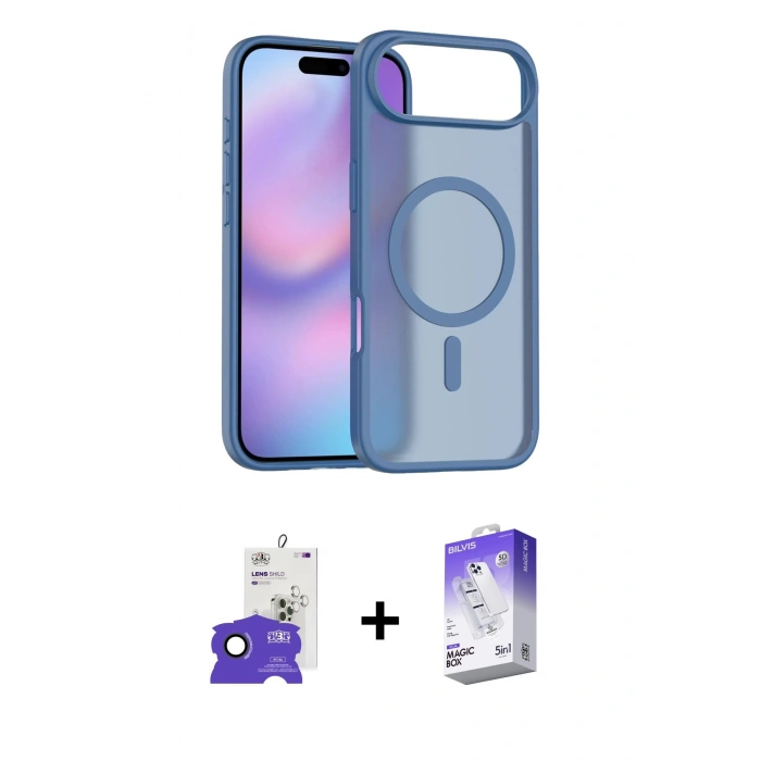 MARSİLYAN™- iPhone 17 Air Kılıf Siluet Minimal Prime - Siyah Bilvis 5in1 3D Magic Cam Ekran Koruyucu + Bilvis Titan Kamera Lens - SH