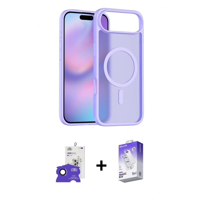 MARSİLYAN™- iPhone 17 Air Kılıf Siluet Minimal Prime - Siyah Bilvis 5in1 3D Magic Cam Ekran Koruyucu + Bilvis Titan Kamera Lens - LT