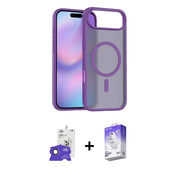 MARSİLYAN™- iPhone 17 Air Kılıf Siluet Minimal Prime - Siyah Bilvis 5in1 3D Magic Cam Ekran Koruyucu + Bilvis Titan Kamera Lens - SH