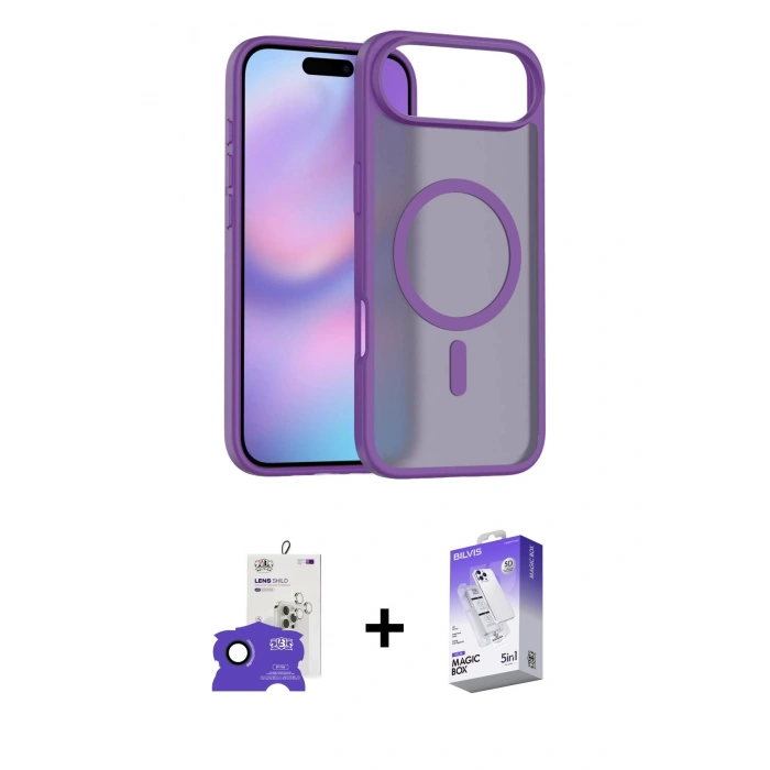 MARSİLYAN™- iPhone 17 Air Kılıf Siluet Minimal Prime - Siyah Bilvis 5in1 3D Magic Cam Ekran Koruyucu + Bilvis Titan Kamera Lens - LT