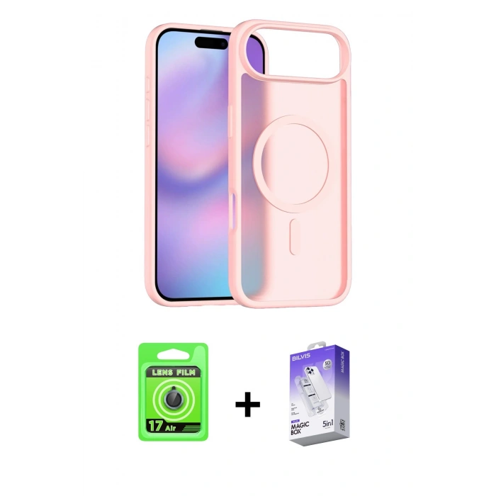 MARSİLYAN™- iPhone 17 Air Kılıf Siluet Minimal Prime - Siyah Bilvis 5in1 3D Magic Cam Ekran Koruyucu + Raze Metal Kamera Lens - MI
