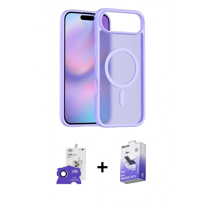 MARSİLYAN™- iPhone 17 Air Kılıf Siluet Minimal Prime - Siyah Bilvis 5in1 5D Magic Hayalet Cam Ekran Koruyucu + Bilvis Titan Kamera Lens - LT